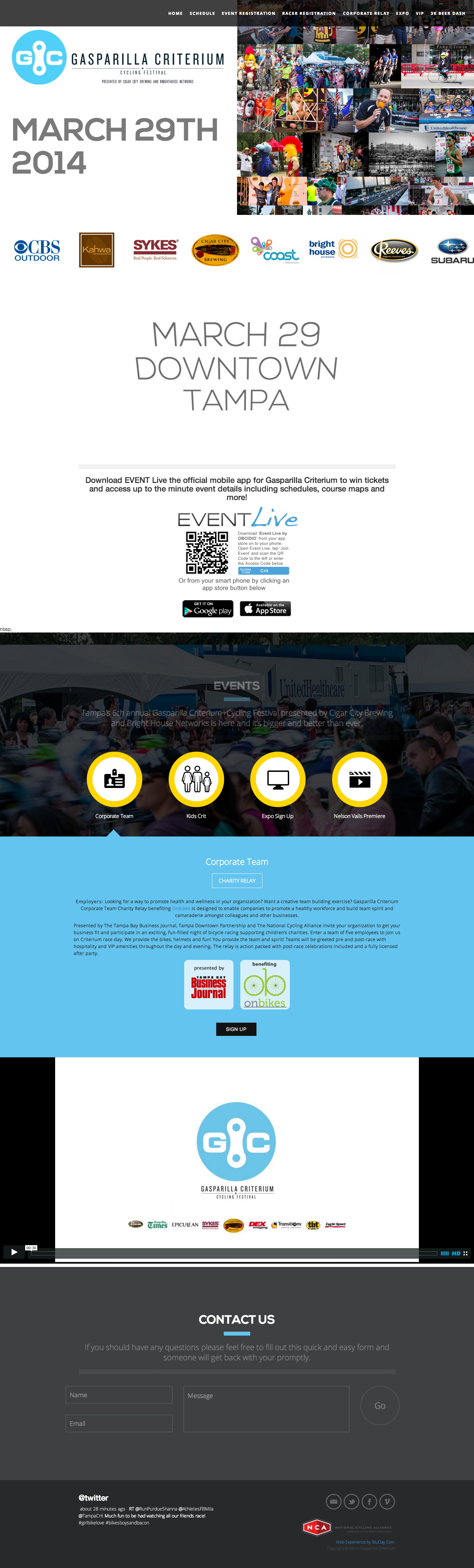 Gasparilla Criterium website designed by BluClay